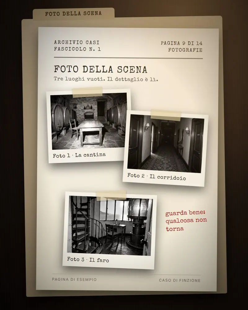 Pagina di esempio: tre fotografie in bianco e nero di luoghi vuoti
